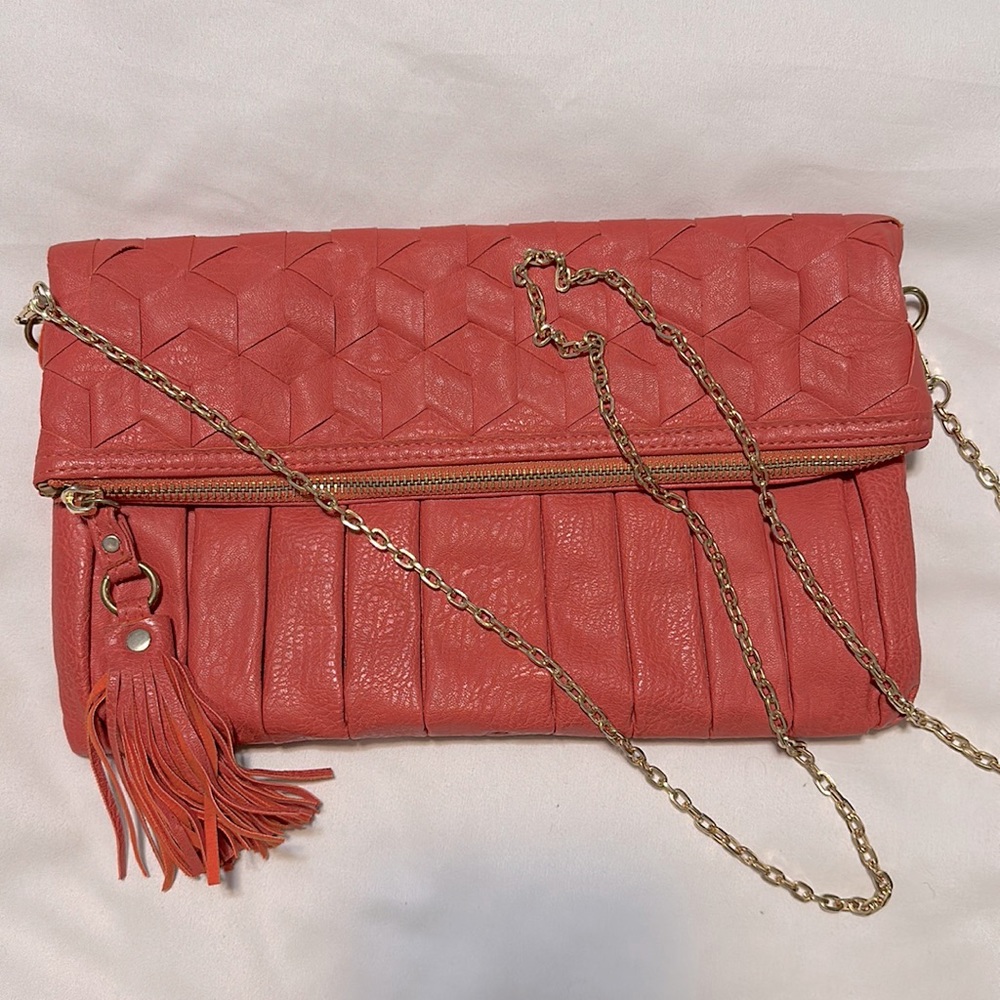 Urban Expressions coral clutch with crossbody chain
